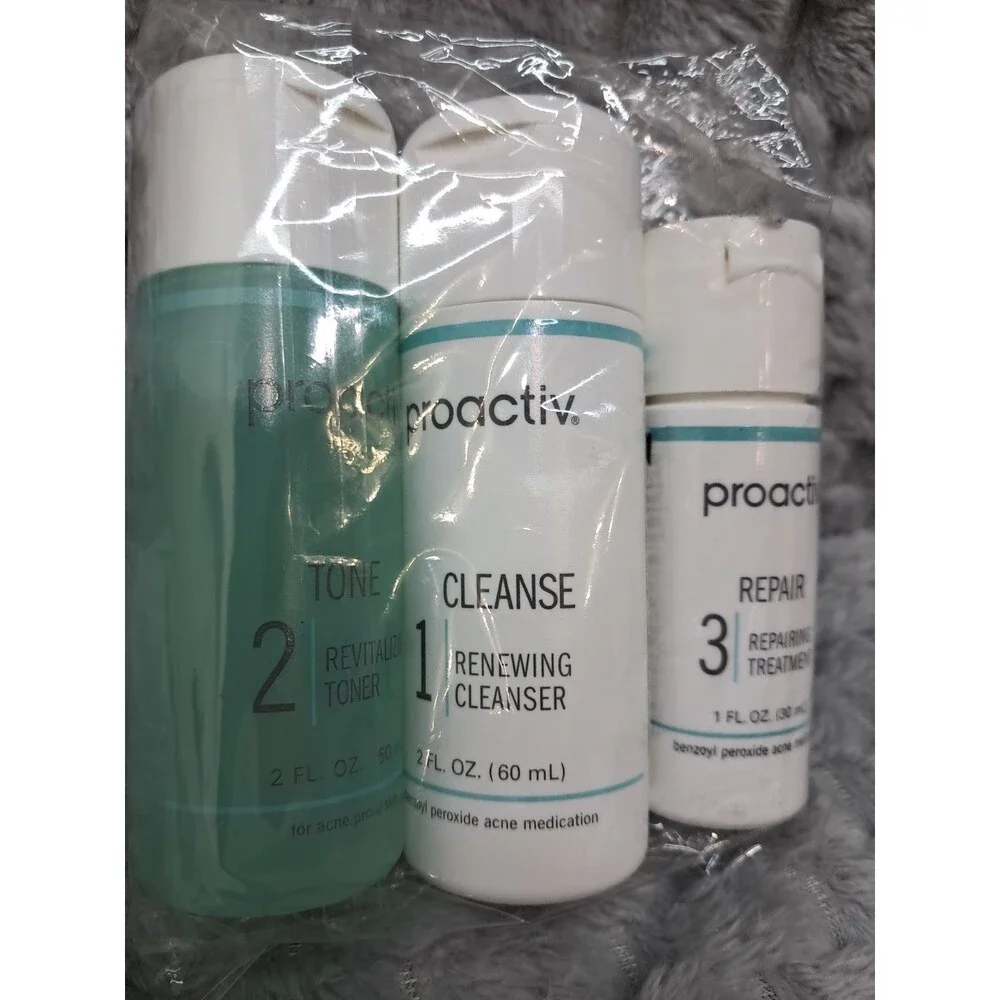 New Proactiv 30 Day 3 Piece Kit Step System  CLEANSE & Tone 2oz REPAIR 1oz Acne